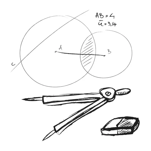 Boussole doodle, outil de dessin et gomme — Photo