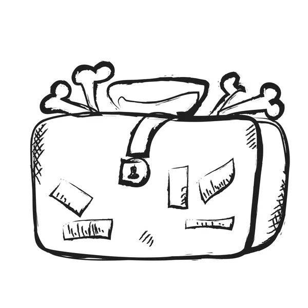 Doodle kufr plný kostí — Stock fotografie