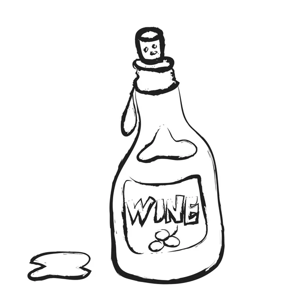 Doodle bottle of wine, icon illustration — Stock Photo, Image