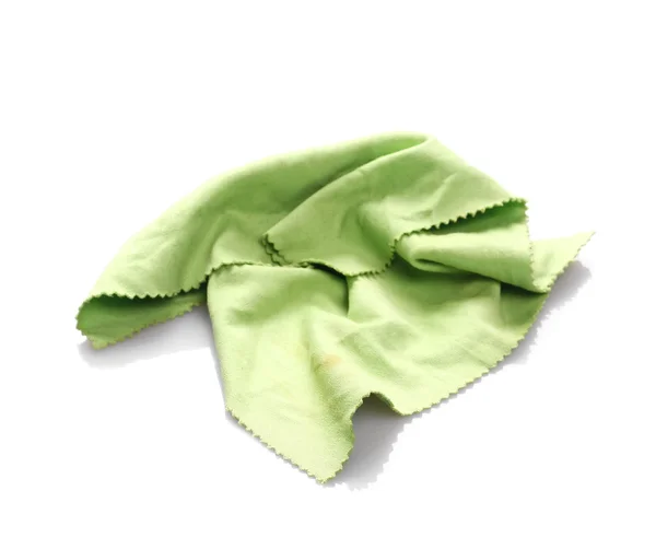 Chiffon microfibre vert froissé isolé sur fond blanc — Photo