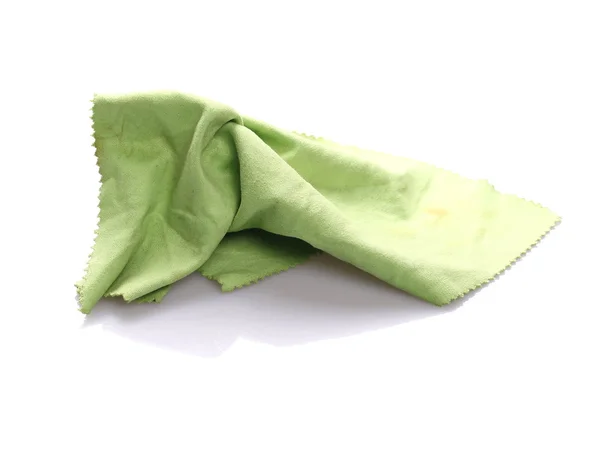 Chiffon microfibre vert froissé isolé sur fond blanc — Photo