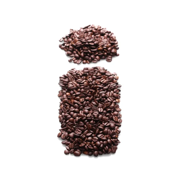 De letter i, alfabet van koffiebonen geïsoleerd op witte achtergrond — Stockfoto