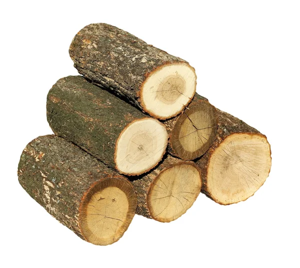 Pile of firewood isolated on white background — Stock Photo, Image