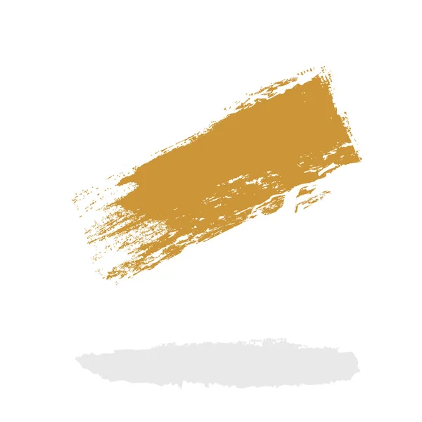 孤立的白色衬底上的金线 grunge 画笔描边 — 图库照片