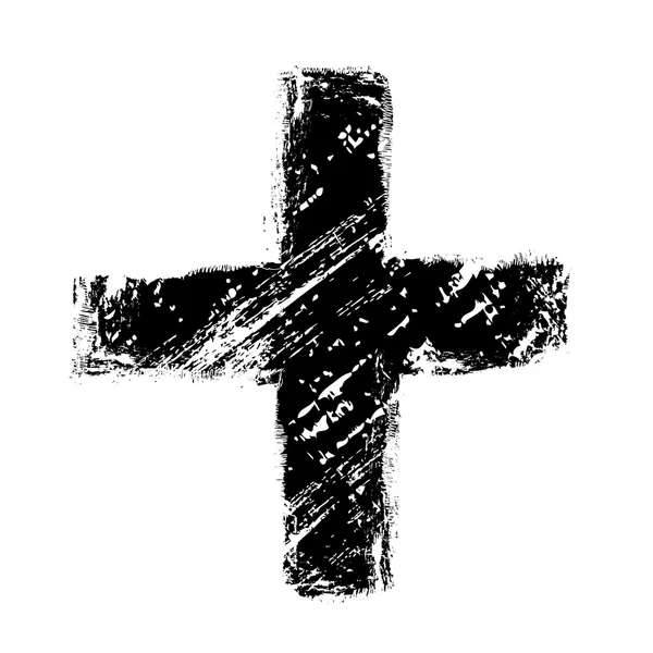 Croix grunge noire dessinée à la main — Photo