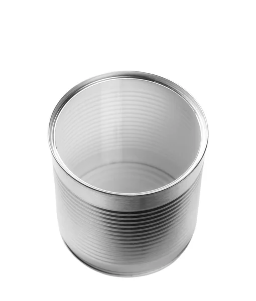 Silver tin can isolated on white — Stock Photo, Image