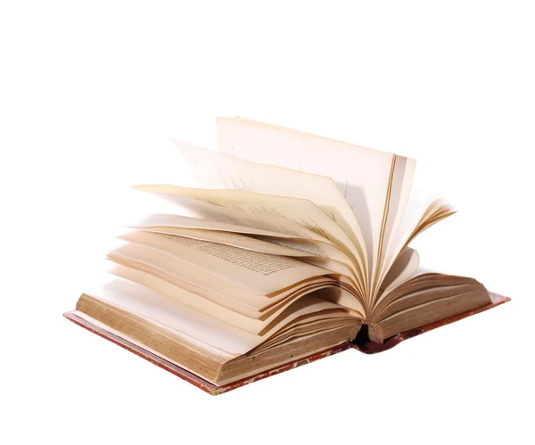 Oud boek geïsoleerd op wit openen — Stockfoto