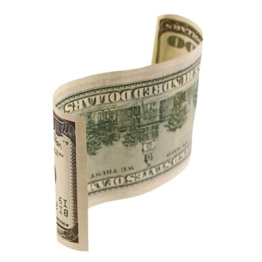 uçan 100 dolarlık banknot üzerinde beyaz izole