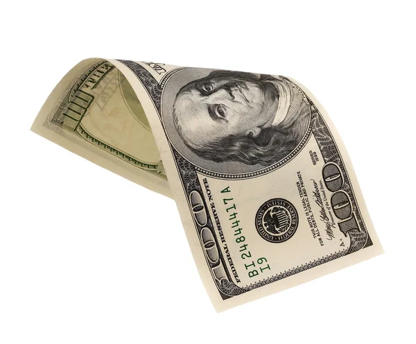 플 라 잉 백 달러 지폐 흰색 절연 — 스톡 사진