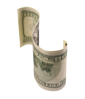 uçan 100 dolarlık banknot üzerinde beyaz izole