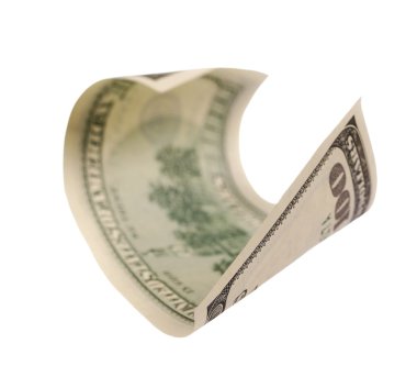 uçan 100 dolarlık banknot üzerinde beyaz izole