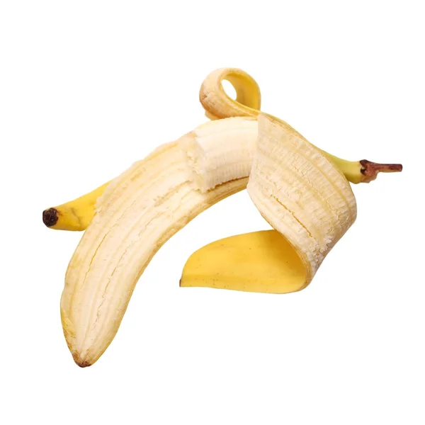 Banane ouverte isolée sur fond blanc — Photo