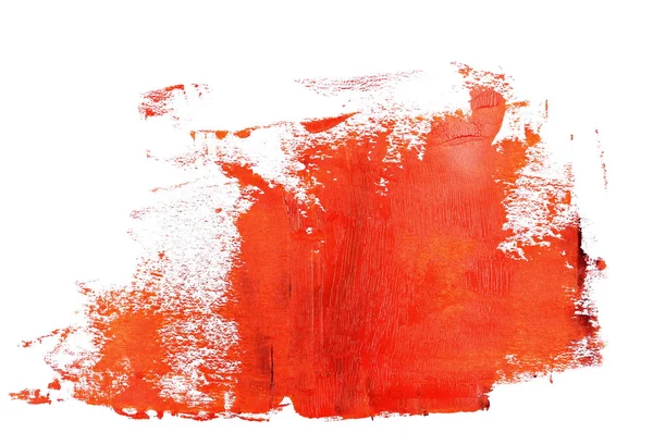 Yağlı boya beyaz izole kırmızı kalınfırça darbeleri — Stok fotoğraf