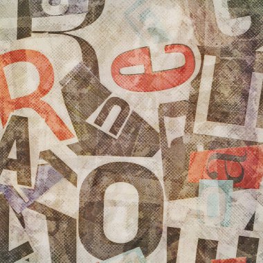 harfler arka plan, yarı ton nokta doku eski kolaj