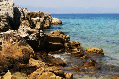 Taş sahil ve deniz, Thasos Yunanistan