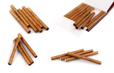 Lüks cigarillos beyaz arka plan üzerinde izole ayarla