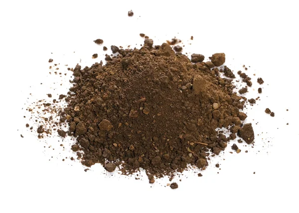 Pile of wet soil isolated on white background — Stock Photo, Image