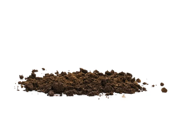 Pile of wet soil isolated on white background — Stock Photo, Image