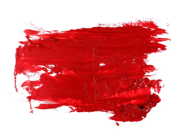 Red grunge brush strokes oil paint isolated on white background — Stock Photo, Image