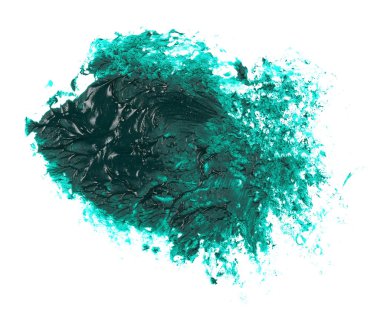 Fotoğraf yeşil grunge fırça darbeleri beyaz arka plan üzerinde izole boya petrol