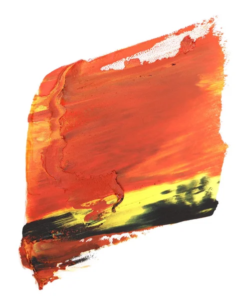 Foto naranja grunge pinceladas pintura al óleo aislado sobre fondo blanco — Foto de Stock