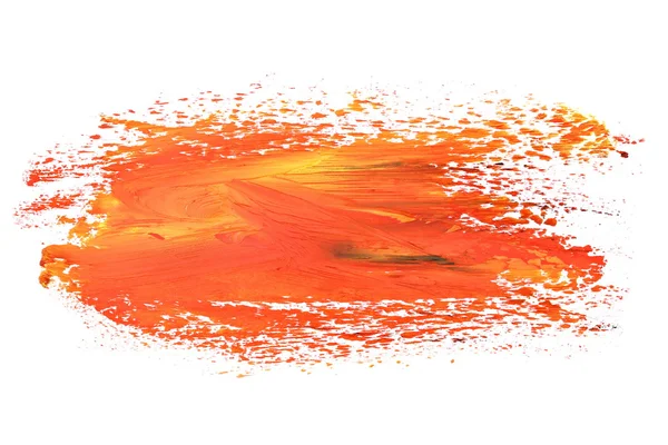 Photo orange grunge brush strokes oil paint isolated on white background — Stock Photo, Image