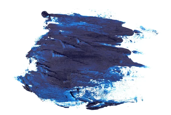 Blue grunge brush strokes oil paint isolated on white background — Stock Photo, Image