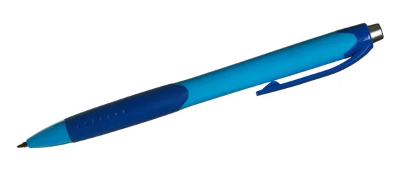 Синяя Шариковая Ручка Изолирована Белом Фоне Вырезкой Пути — стоковое фото