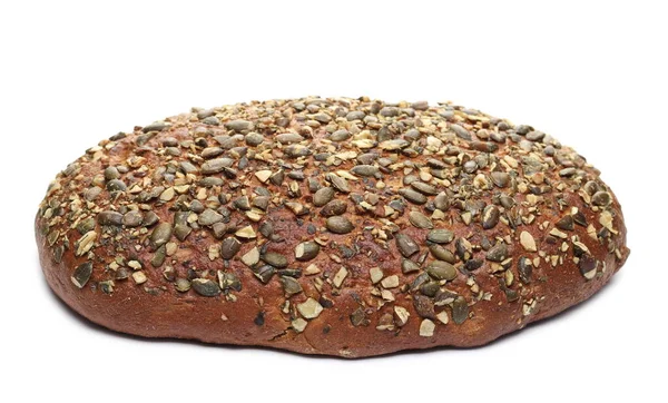 Целый Хлеб Ржаной Хлеб Семенами Изолированы Белом Фоне — стоковое фото