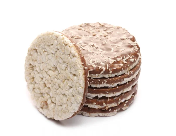 Mjölkchoklad Ristårtor Med Kokosnötsspån Isolerad Vit Bakgrund — Stockfoto