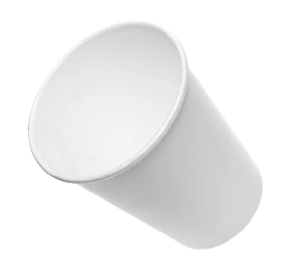 Empty White Paper Cup Isolated Clipping Path — Stock Photo, Image