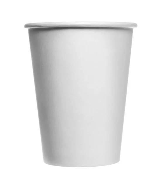 Vaso Papel Blanco Vacío Aislado Camino Recorte — Foto de Stock