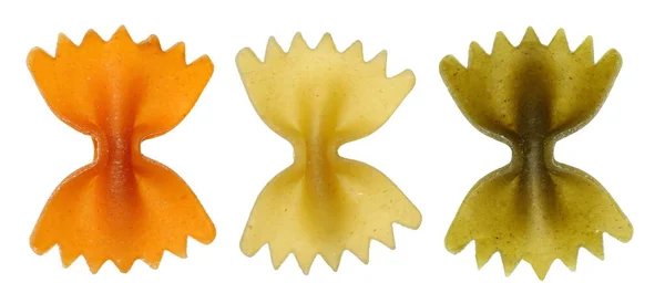 Set Pasta Farfalle Tricolore Made Durum Wheat Uncooked Isolated White — Stock Photo, Image