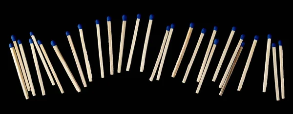 Fire Matches Pile Matchsticks Blue Tips Isolated Black Background Clipping — Stock Photo, Image