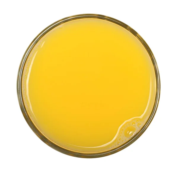 Orange Juice Glass Isolated White Background Top View — Stock Photo, Image