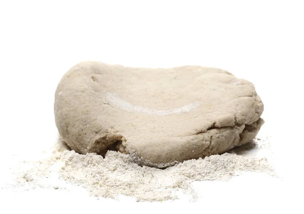 Pâte Dans Une Pile Farine Orge Isolée Sur Fond Blanc — Photo