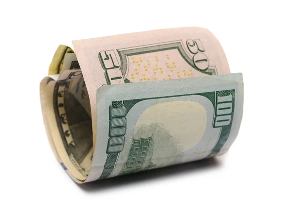 Американський Долар Паперові Банкноти Ізольовані Білому Фоні — стокове фото