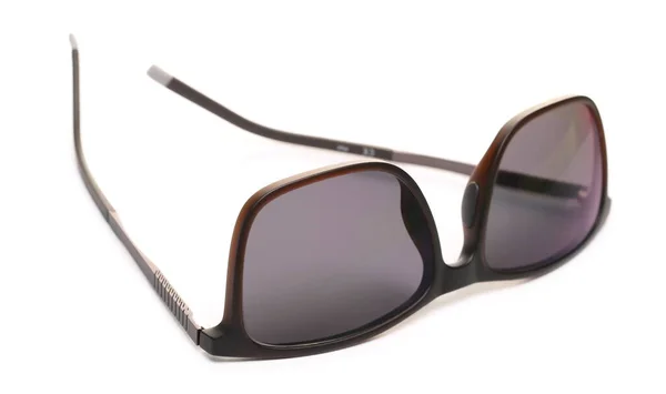 Moderna Eleganta Svarta Solglasögon Med Polariserade Linser Isolerade Vit Bakgrund Royaltyfria Stockbilder