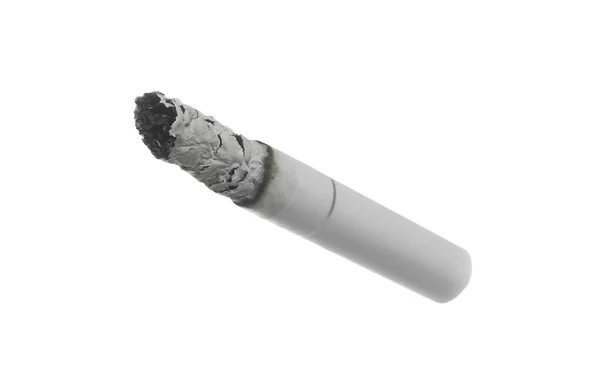 Cigarett Stub Med Aska Isolerad Vit Bakgrund Med Klippbana Stockbild