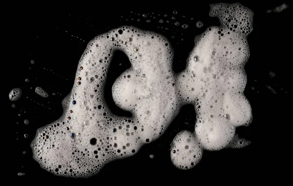 Tvål Skum Lödder Bubblor Isolerad Svart Bakgrund Och Konsistens Med Stockbild