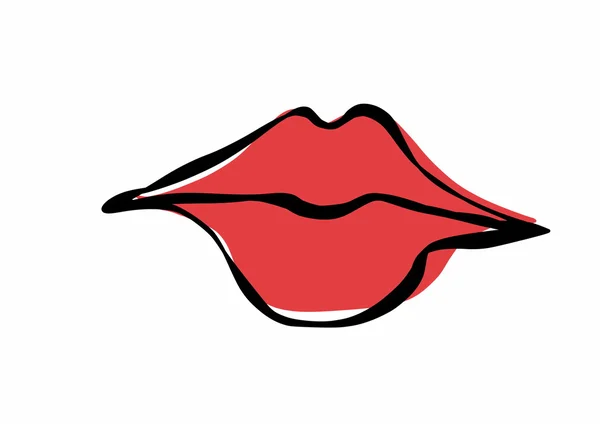 Seksi kırmızı dudaklar, stilize doodle — Stok fotoğraf