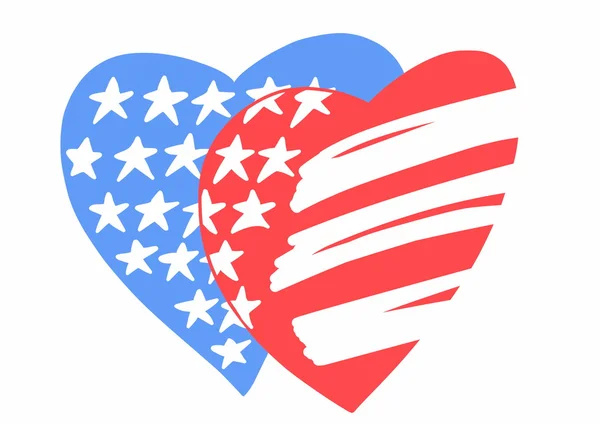 白い背景で隔離の落書き米国心臓フラグ — ストック写真