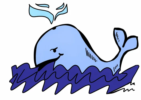 Doodle ballena azul — Foto de Stock