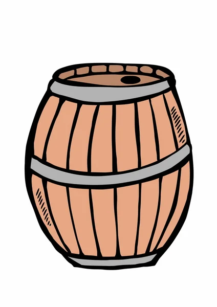 Doodle wooden barrel — Stock Photo, Image