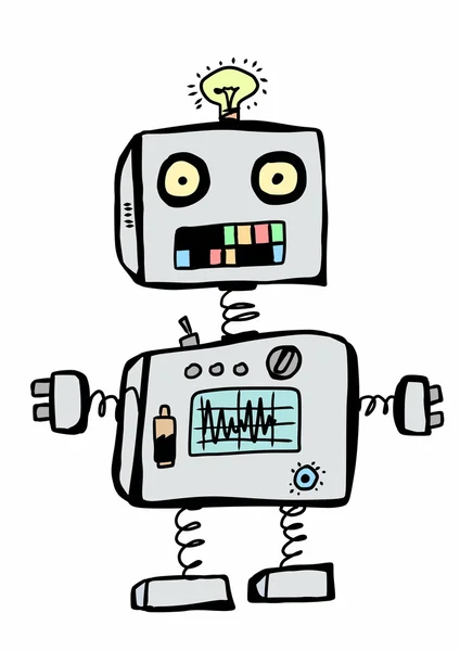 Komik robot doodle — Stok fotoğraf