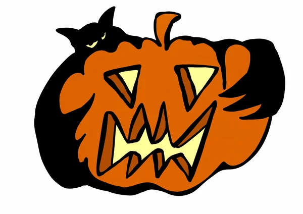 Doodle bat and pumpkin — Stock Photo, Image