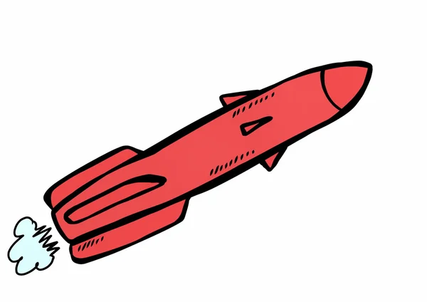 Doodle červená raketa — Stock fotografie