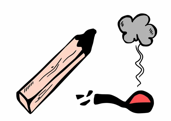 Doodle brandende lucifer — Stockfoto