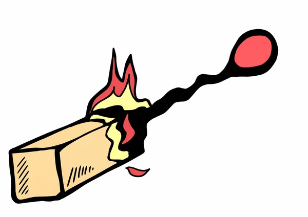 Doodle burning match — Stock Photo, Image