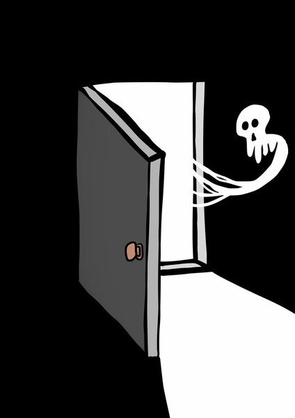 Hand drawn ghost skull